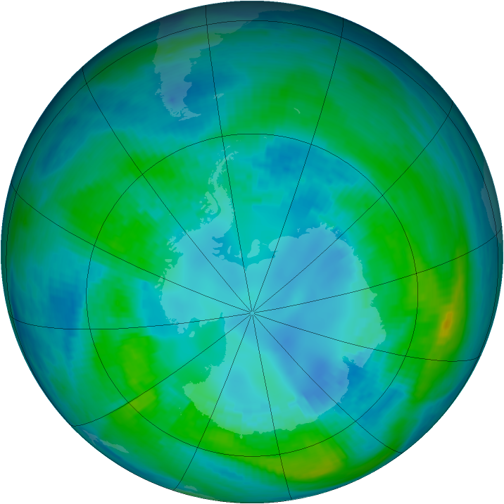 Antarctic ozone map for 20 April 1984